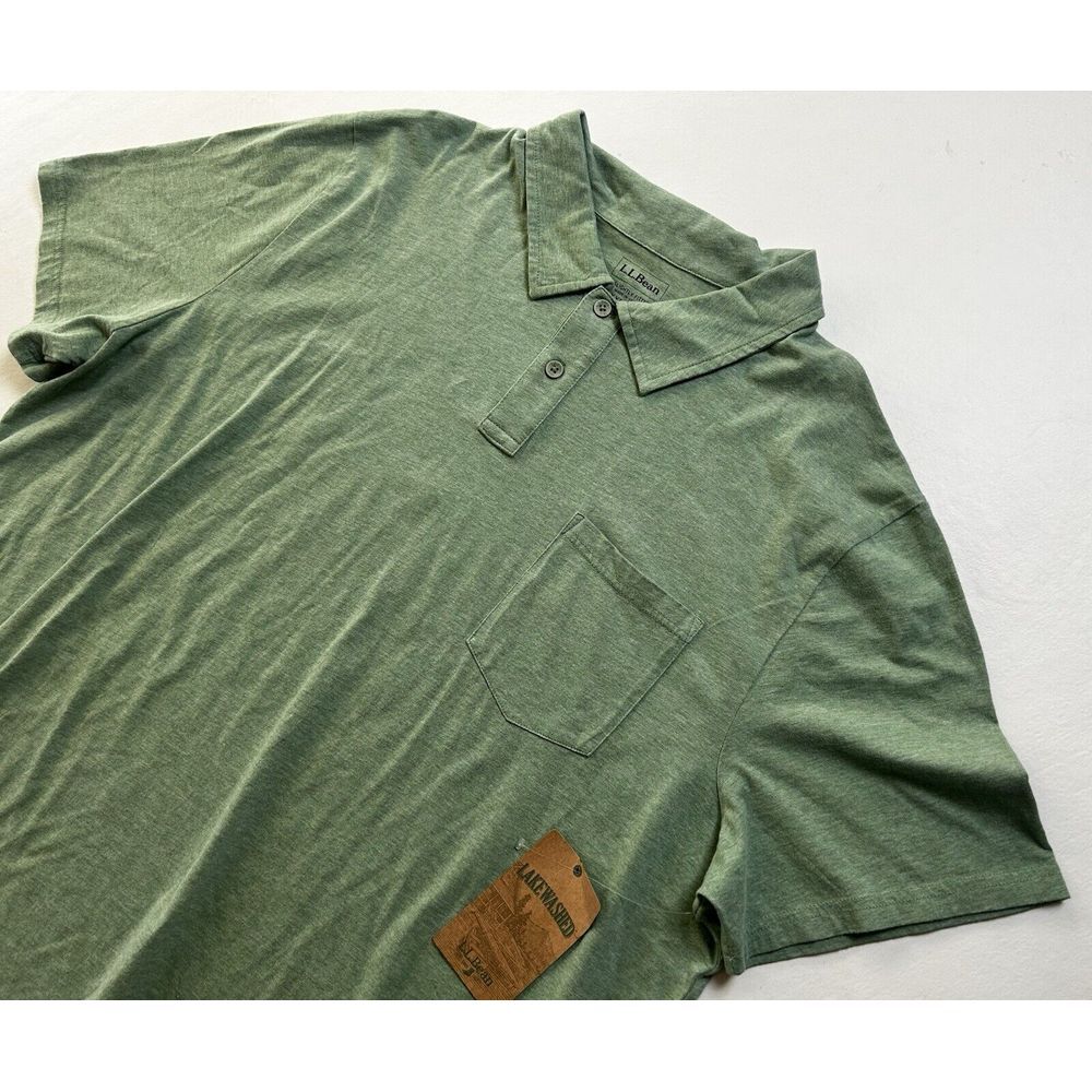 L.L. Bean Men's Short Sleeve Green Polo Shirt  100% Cotton XXL Slightly Fitted